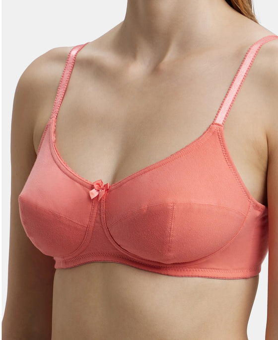Wirefree Non Padded Super Combed Cotton Elastane Full Coverage Everyday Bra with Soft Adjustable Straps - Blush Pink-7