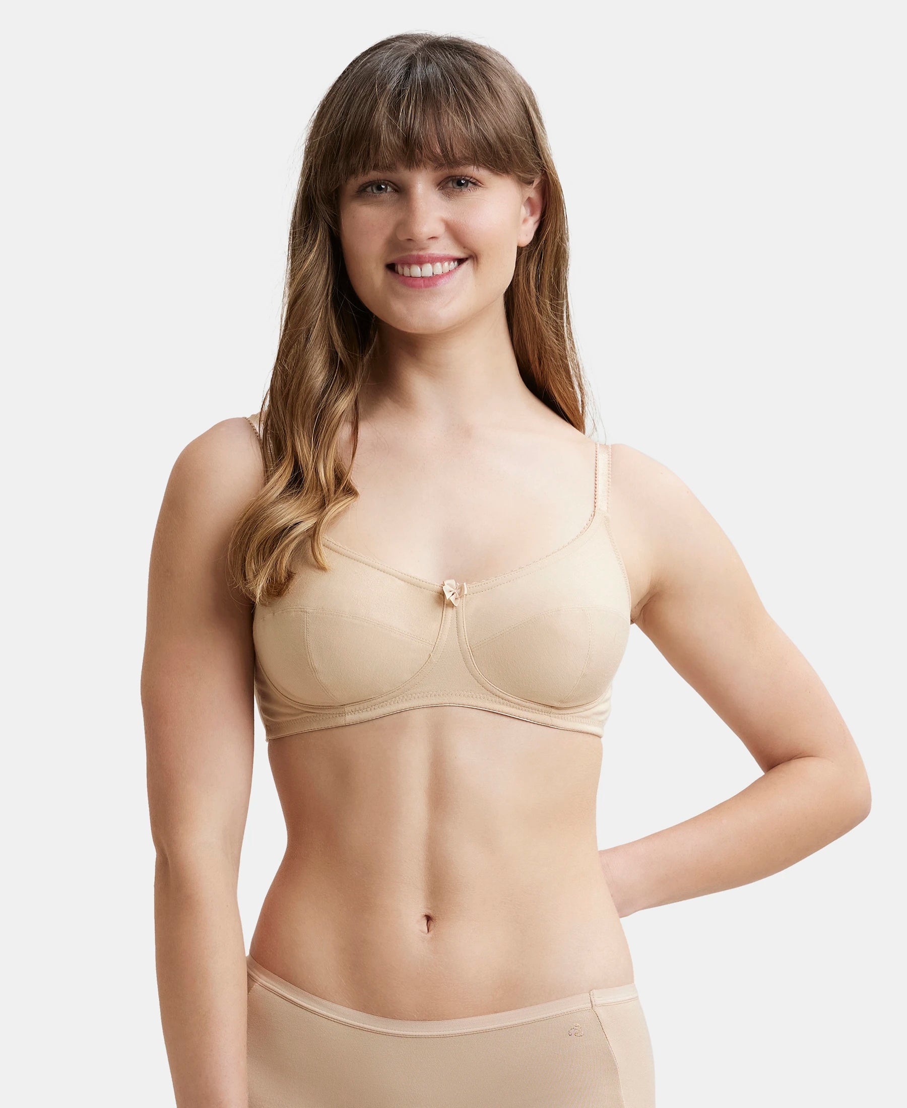Buy Women's Wirefree Non Padded Super Combed Cotton Elastane Stretch Full  Coverage Everyday Bra with Soft Adjustable Straps - Skin 1615