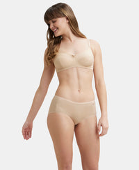 Wirefree Non Padded Super Combed Cotton Elastane Full Coverage Everyday Bra with Soft Adjustable Straps - Skin-6