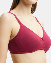 Wirefree Non Padded Super Combed Cotton Elastane Medium Coverage Everyday Bra with Concealed Shaper Panel - Beet Red-7