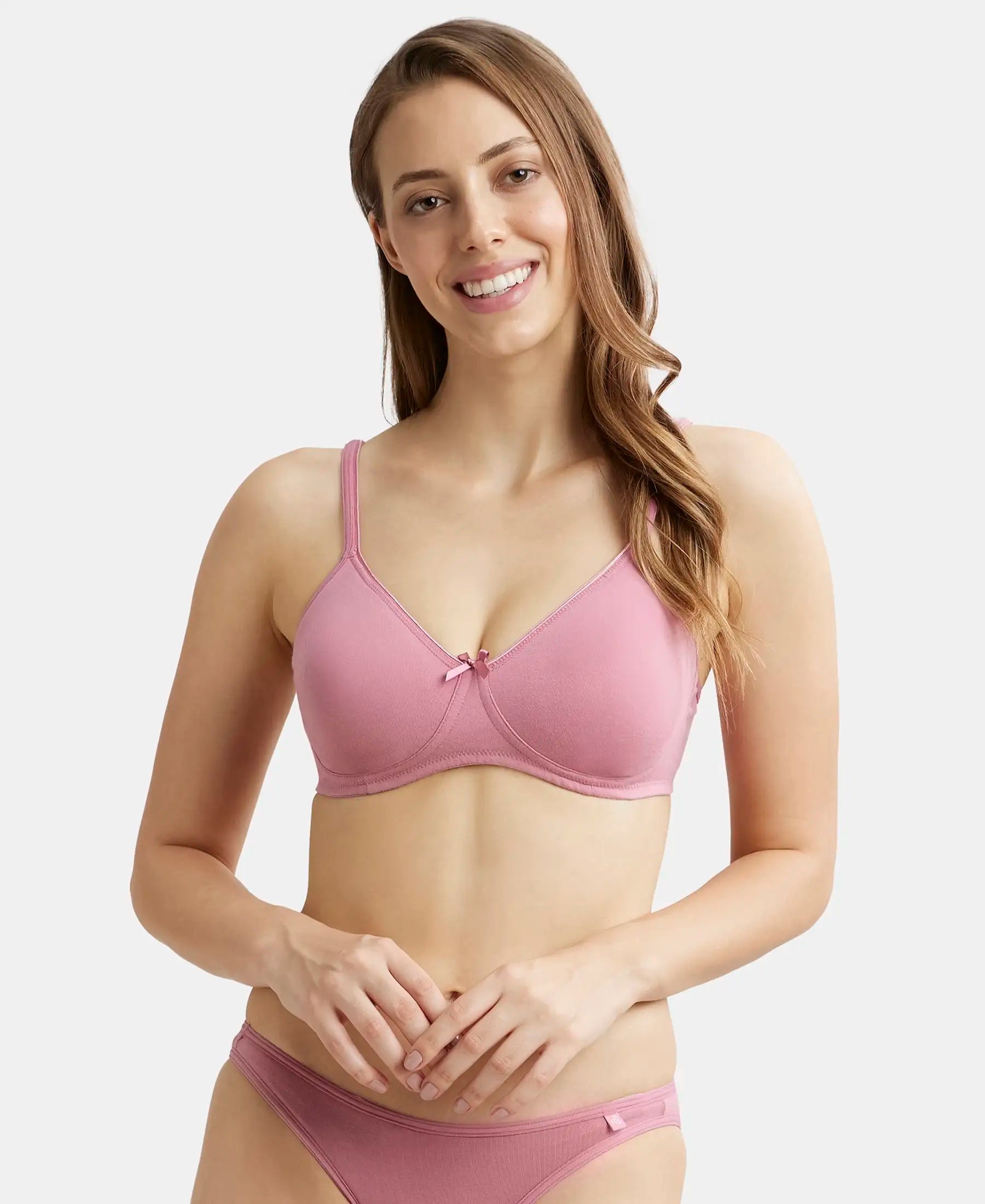 Buy Women's Wirefree Non Padded Super Combed Cotton Elastane Stretch Medium  Coverage Everyday Bra with Concealed Shaper Panel and Adjustable Straps -  Heather Rose Online at Best Prices in India - JioMart.