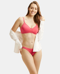 Wirefree Non Padded Super Combed Cotton Elastane Medium Coverage Everyday Bra with Concealed Shaper Panel - Ruby-6