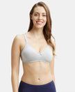 Wirefree Non Padded Super Combed Cotton Elastane Medium Coverage Everyday Bra with Concealed Shaper Panel - Steel Grey Melange-1