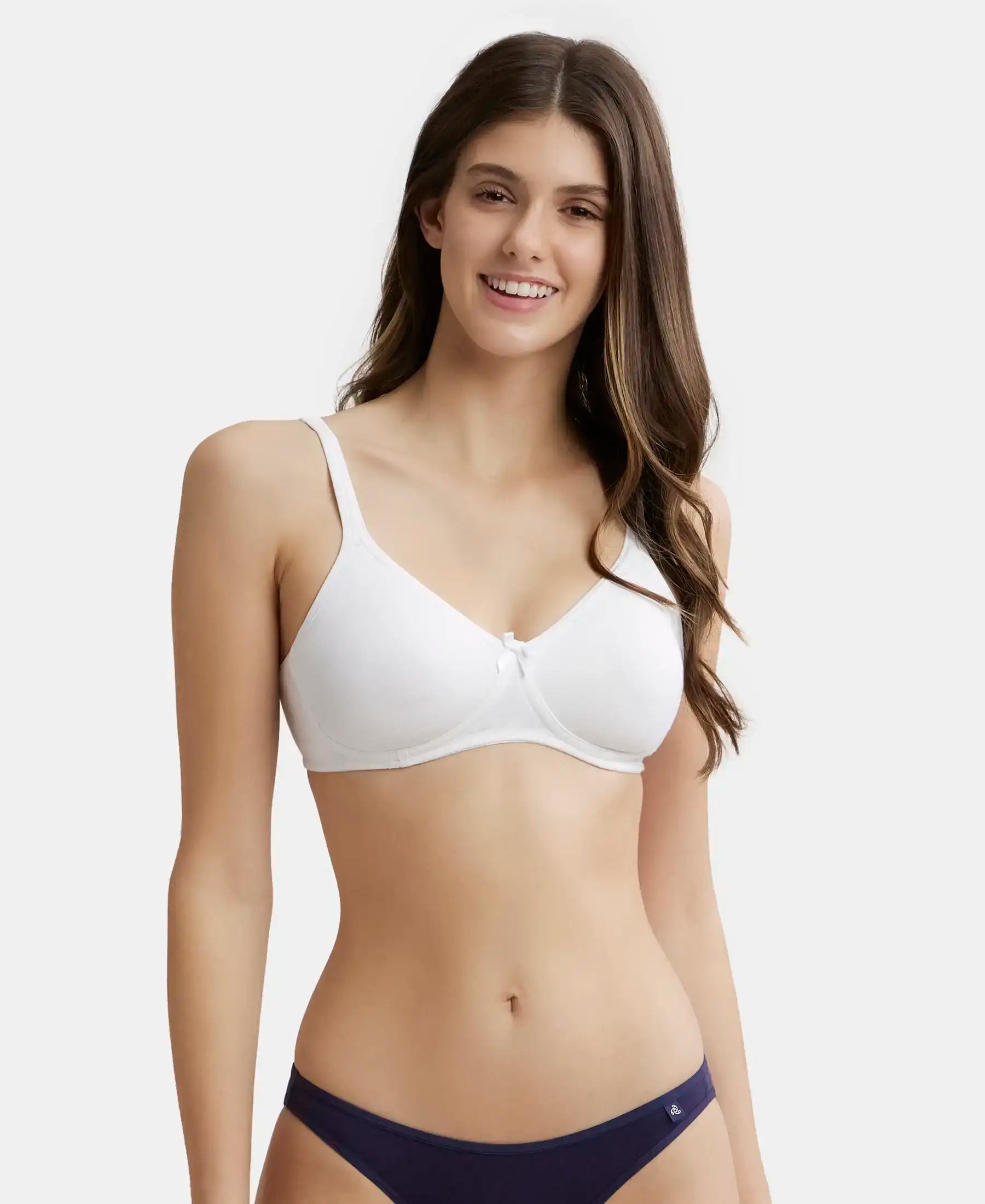 Buy Women's Wirefree Non Padded Super Combed Cotton Elastane Stretch Medium  Coverage Everyday Bra with Concealed Shaper Panel and Adjustable Straps -  Classic Navy Online at Best Prices in India - JioMart.