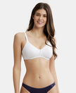 Wirefree Non Padded Super Combed Cotton Elastane Medium Coverage Everyday Bra with Concealed Shaper Panel - White-1