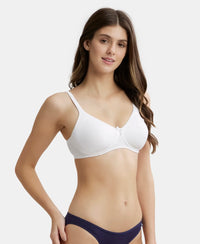 Wirefree Non Padded Super Combed Cotton Elastane Medium Coverage Everyday Bra with Concealed Shaper Panel - White-2