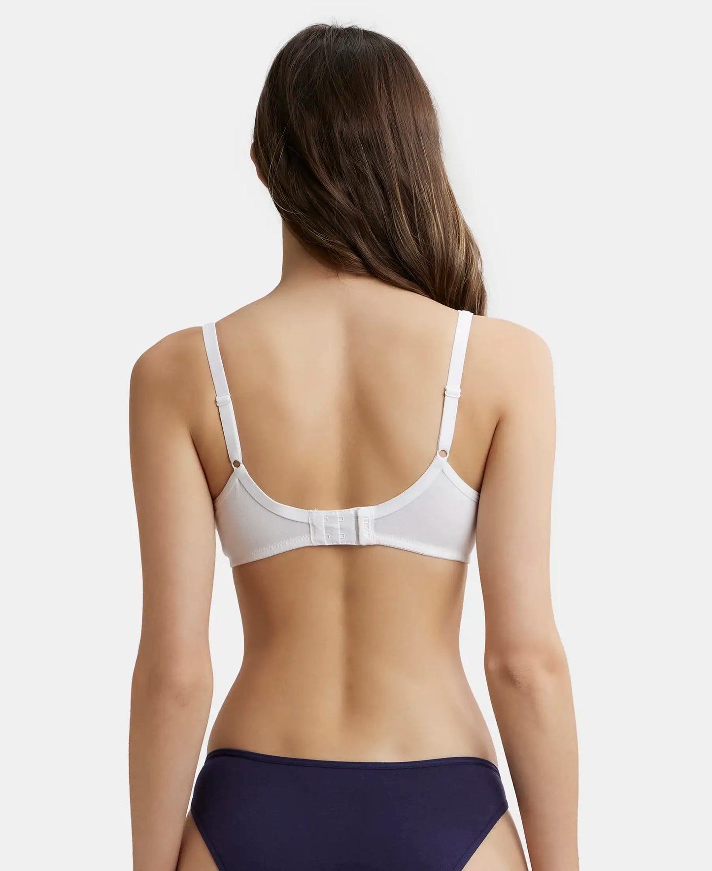 Wirefree Non Padded Super Combed Cotton Elastane Medium Coverage Everyday Bra with Concealed Shaper Panel - White-3