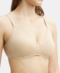 Wirefree Non Padded Super Combed Cotton Elastane Medium Coverage Everyday Bra with Concealed Shaper Panel - Skin-7