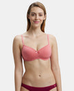 Wirefree Padded Super Combed Cotton Elastane Medium Coverage T-Shirt Bra with Lace Styling - Blush Pink-1