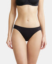 Medium Coverage Micro Modal Elastane Bikini With Concealed Waistband and StayFresh Treatment - Black-1