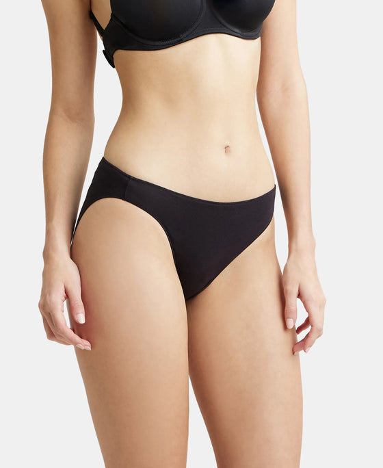 Medium Coverage Micro Modal Elastane Bikini With Concealed Waistband and StayFresh Treatment - Black-2