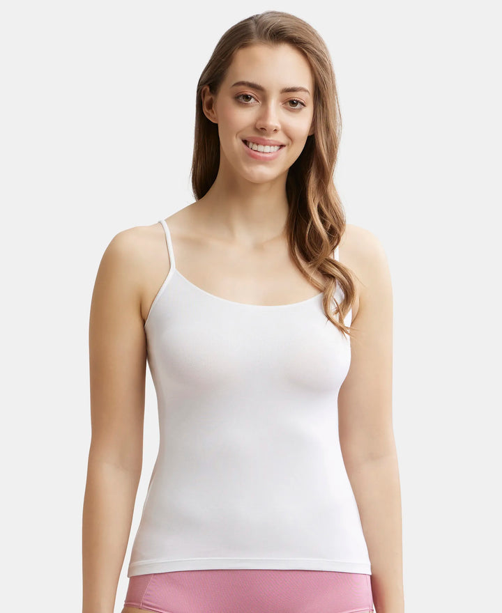 Micro Modal Elastane Stretch Camisole with Adjustable Straps and StayFresh Treatment - White-1