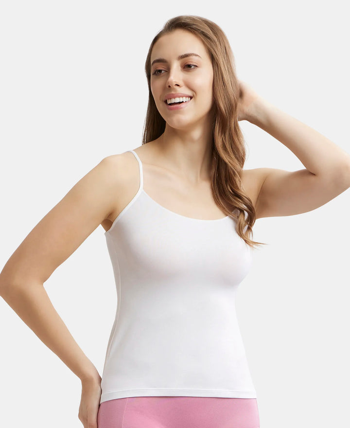 Micro Modal Elastane Stretch Camisole with Adjustable Straps and StayFresh Treatment - White-5
