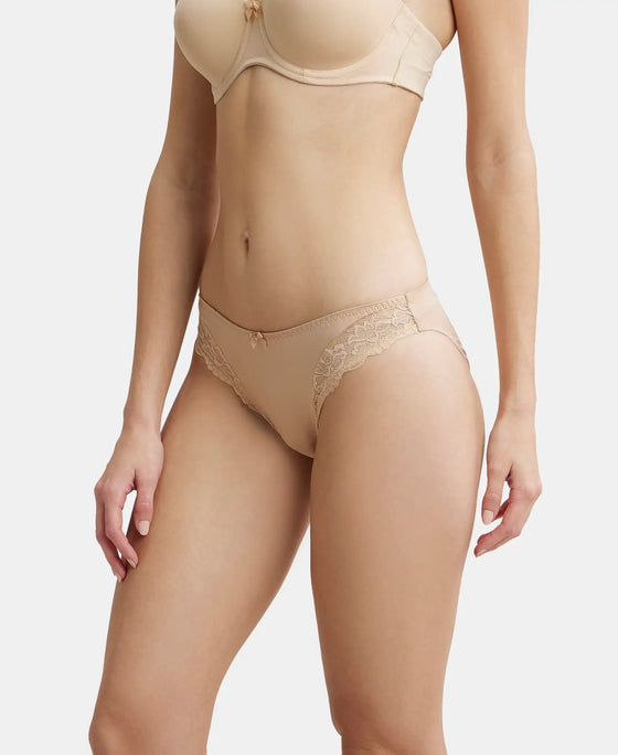 Medium Coverage Soft Touch Microfiber Elastane Lace Styled Bikini With StayFresh Treatment - Light Skin-2