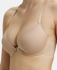 Under-Wired Padded Soft Touch Microfiber Elastane Full Coverage T-Shirt Bra with Lace Back Styling - Light Skin-7
