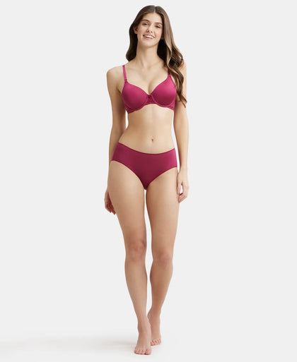 Wirefree Padded Soft Touch Microfiber Elastane Full Coverage T-Shirt Bra with Lace Styling - Fragrant Lily-4