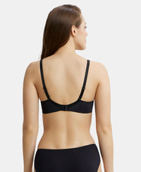 Wirefree Padded Microfiber Elastane Full Coverage T-Shirt Bra with Magic Under Cup - Black-3