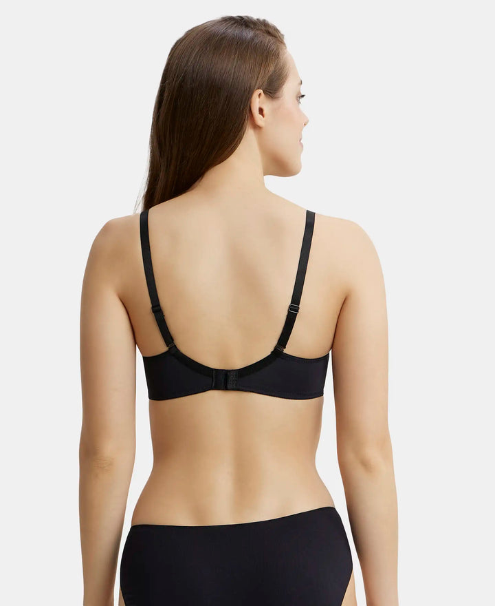 Wirefree Padded Microfiber Elastane Full Coverage T-Shirt Bra with Magic Under Cup - Black-3