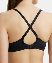 Wirefree Padded Microfiber Elastane Full Coverage T-Shirt Bra with Magic Under Cup - Black-8