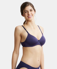 Wirefree Padded Microfiber Elastane Full Coverage T-Shirt Bra with Magic Under Cup - Classic Navy-2