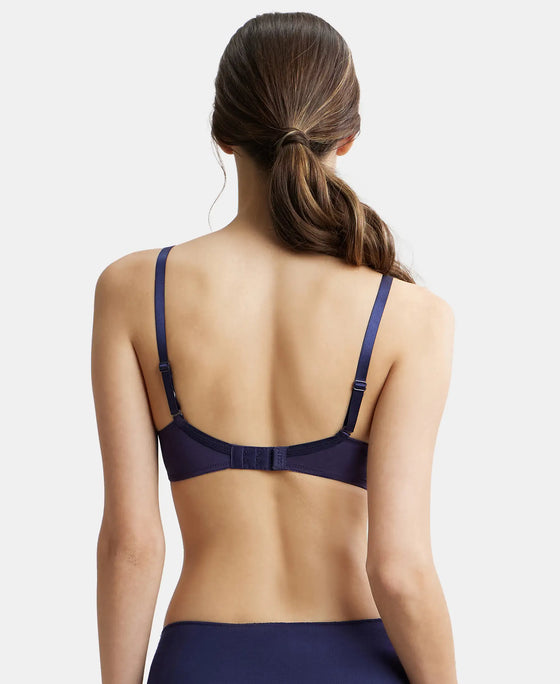Wirefree Padded Microfiber Elastane Full Coverage T-Shirt Bra with Magic Under Cup - Classic Navy-3