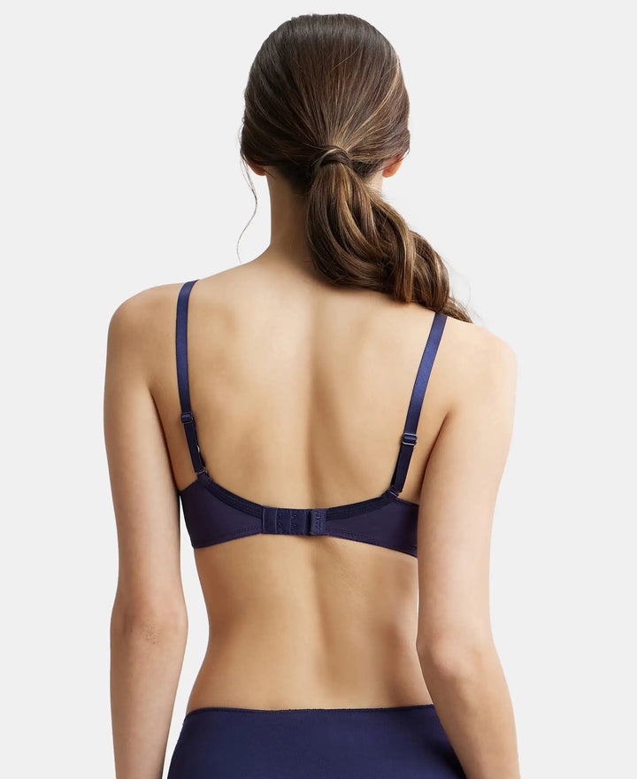 Wirefree Padded Microfiber Elastane Full Coverage T-Shirt Bra with Magic Under Cup - Classic Navy-3