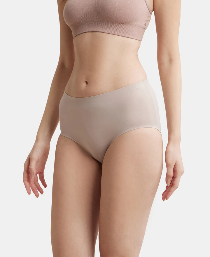 High Coverage Soft Touch Microfiber Elastane Full Brief with No Visible Pantyline - Mocha-2