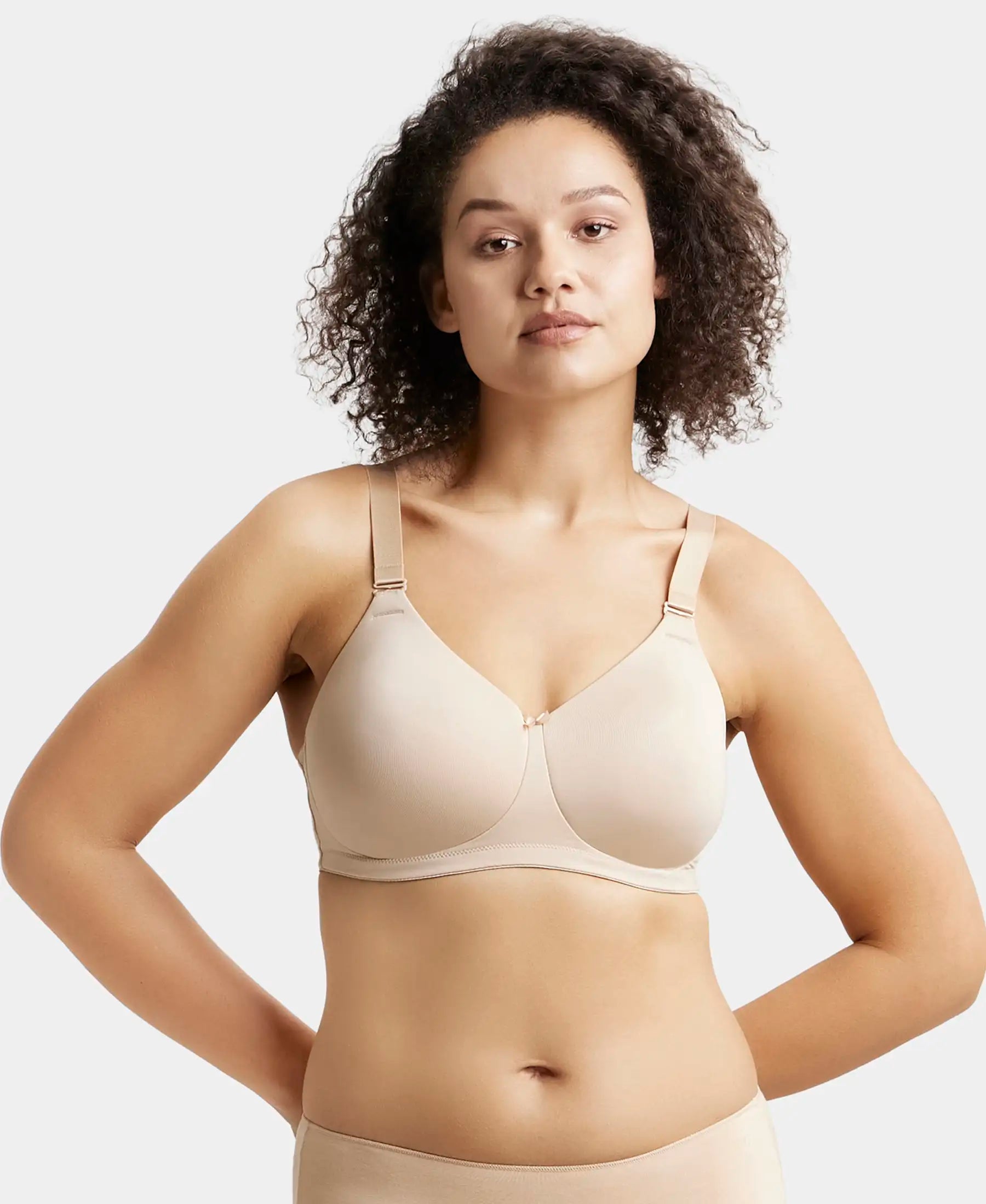 Buy Wirefree Padded Soft Touch Microfiber Elastane Full Coverage Plus Size Bra with Magic Under Cup Light Skin 1829 Jockey India