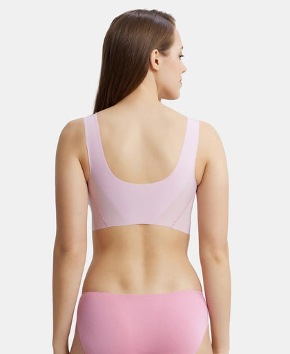 Wirefree Padded Soft touch Microfiber Elastane Full Coverage Lounge Bra with 360 Degree Stretch - Fragrant Lily-3