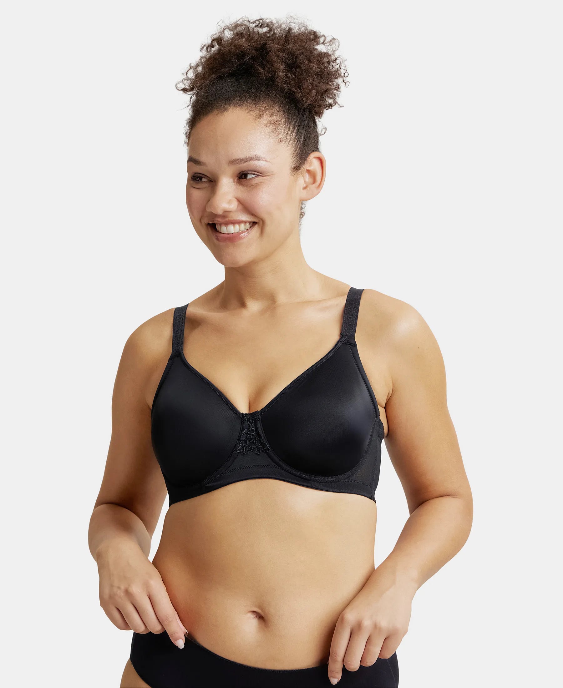 Buy JOCKEY Black Non-Wired Fixed Strap Non-Padded Women's Minimiser Bra