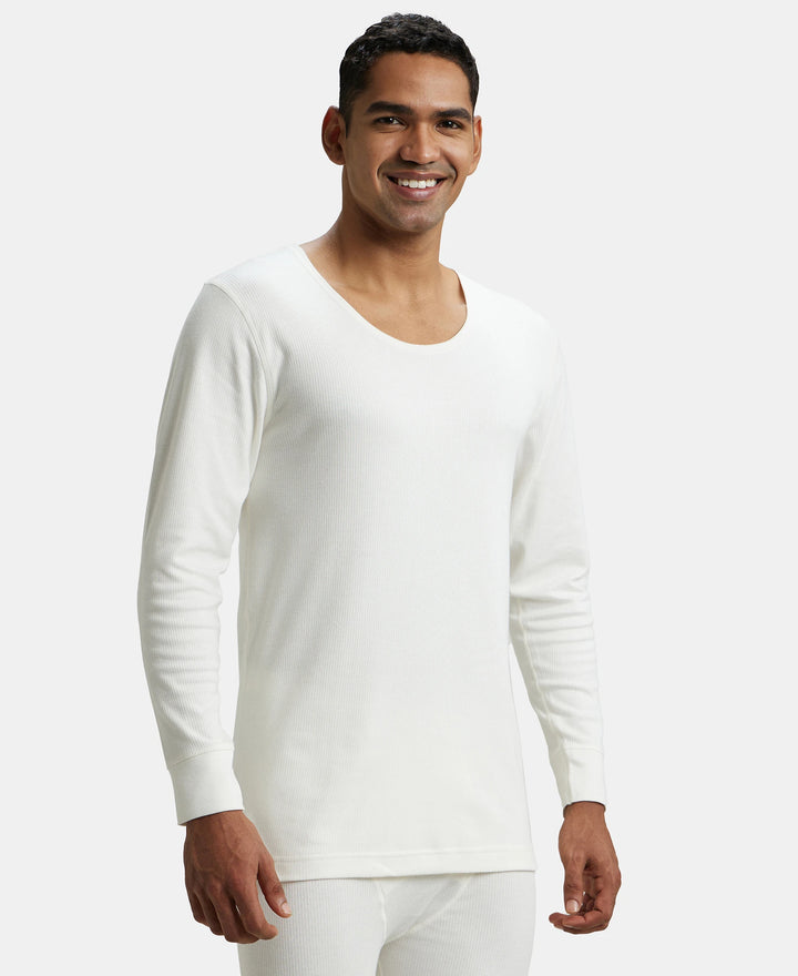 Super Combed Cotton Rich Full Sleeve Thermal Undershirt with StayWarm Technology - Off White-2