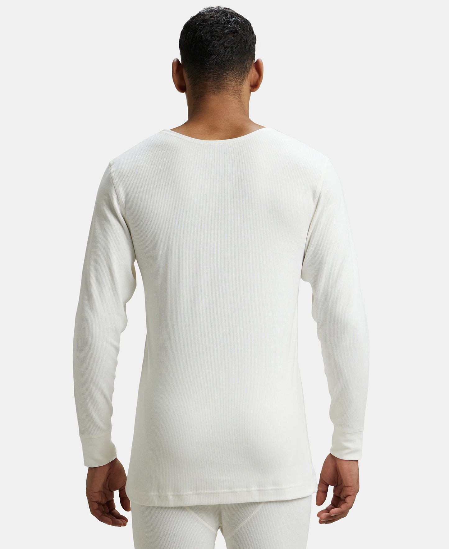 Super Combed Cotton Rich Full Sleeve Thermal Undershirt with StayWarm Technology - Off White-3