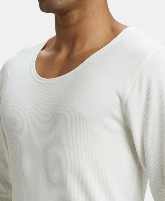 Super Combed Cotton Rich Full Sleeve Thermal Undershirt with StayWarm Technology - Off White-7