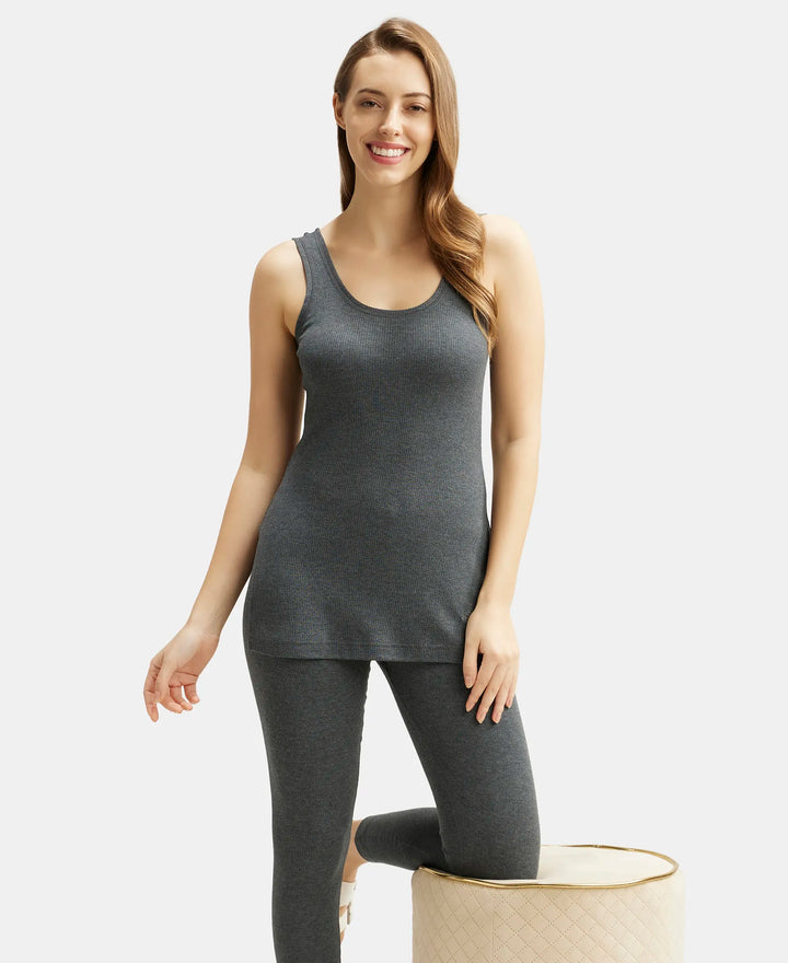 Super Combed Cotton Rich Thermal Tank Top with StayWarm Technology - Charcoal Melange-6