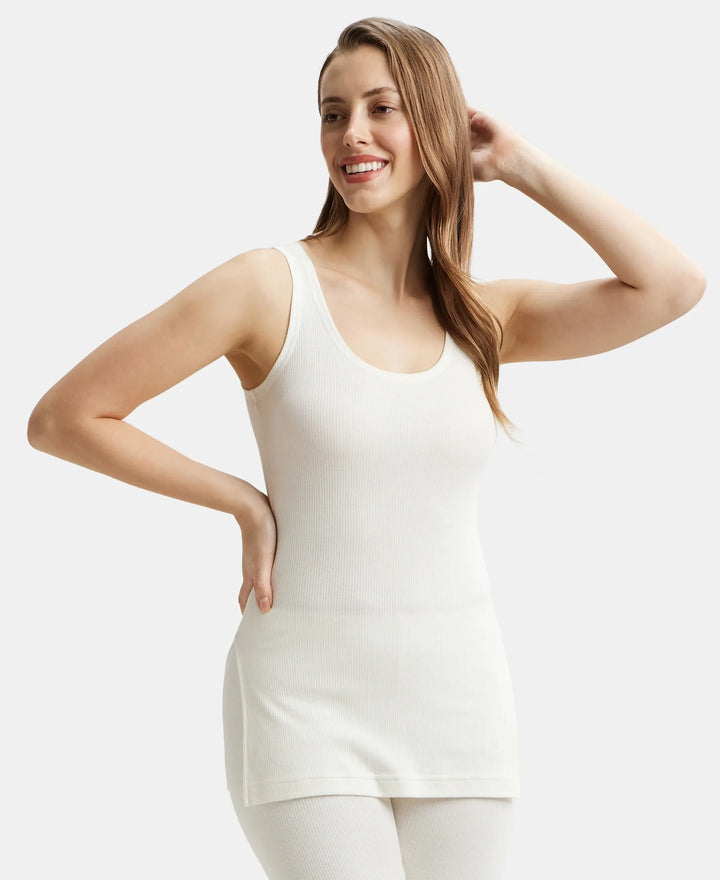 Super Combed Cotton Rich Thermal Tank Top with StayWarm Technology - Off White-5