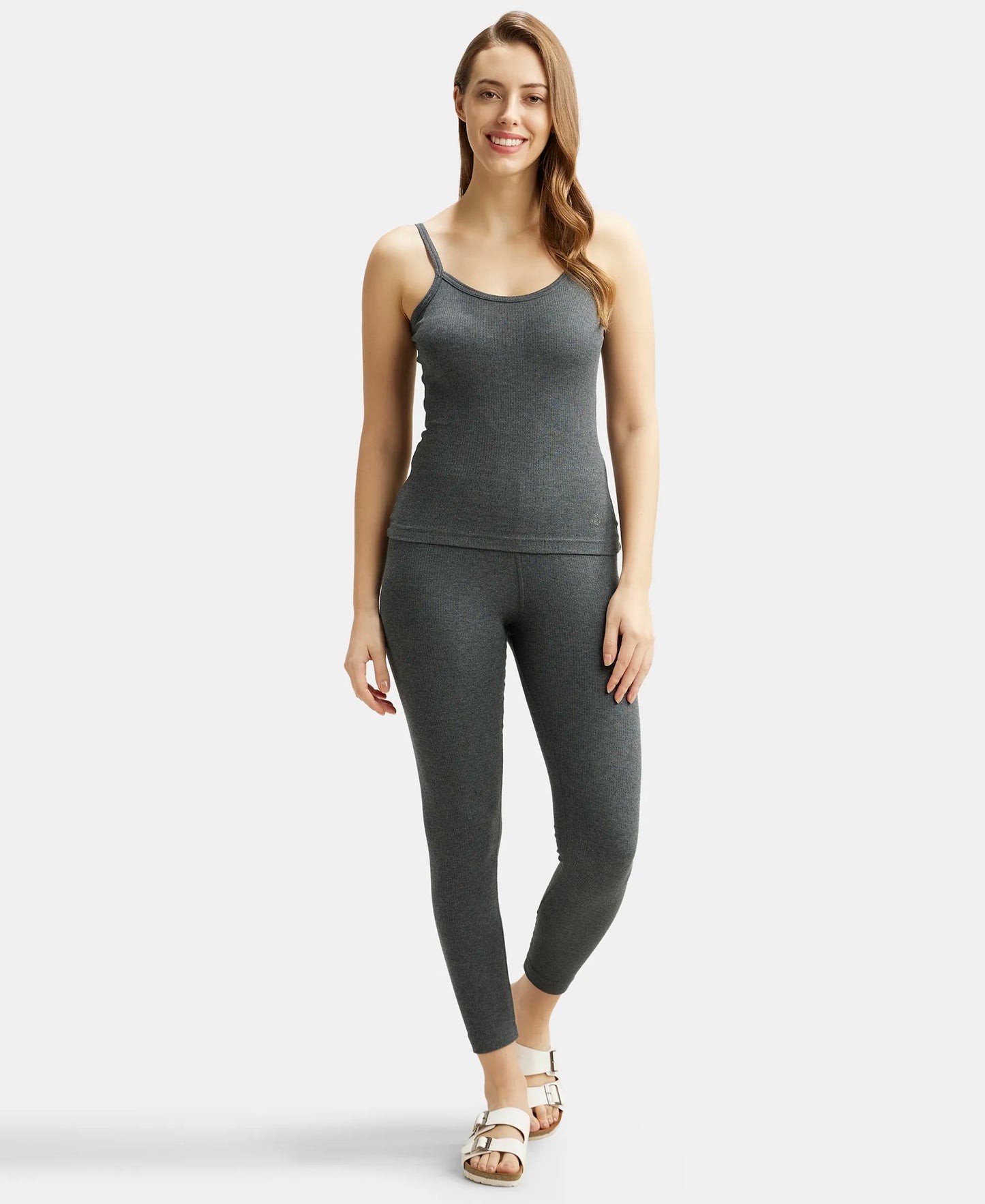 Super Combed Cotton Rich Thermal Camisole with StayWarm Technology - Charcoal Melange-4