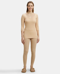 Super Combed Cotton Rich Three Quarter Sleeve Thermal Top with StayWarm Technology - Skin-4