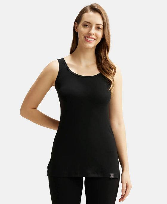 Soft Touch Microfiber Elastane Thermal Tank Top with StayWarm Technology - Black-1