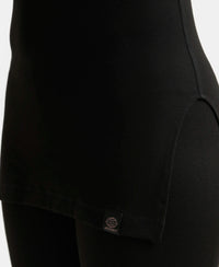 Soft Touch Microfiber Elastane Three Quarter Sleeve Thermal Top with StayWarm Technology - Black-7