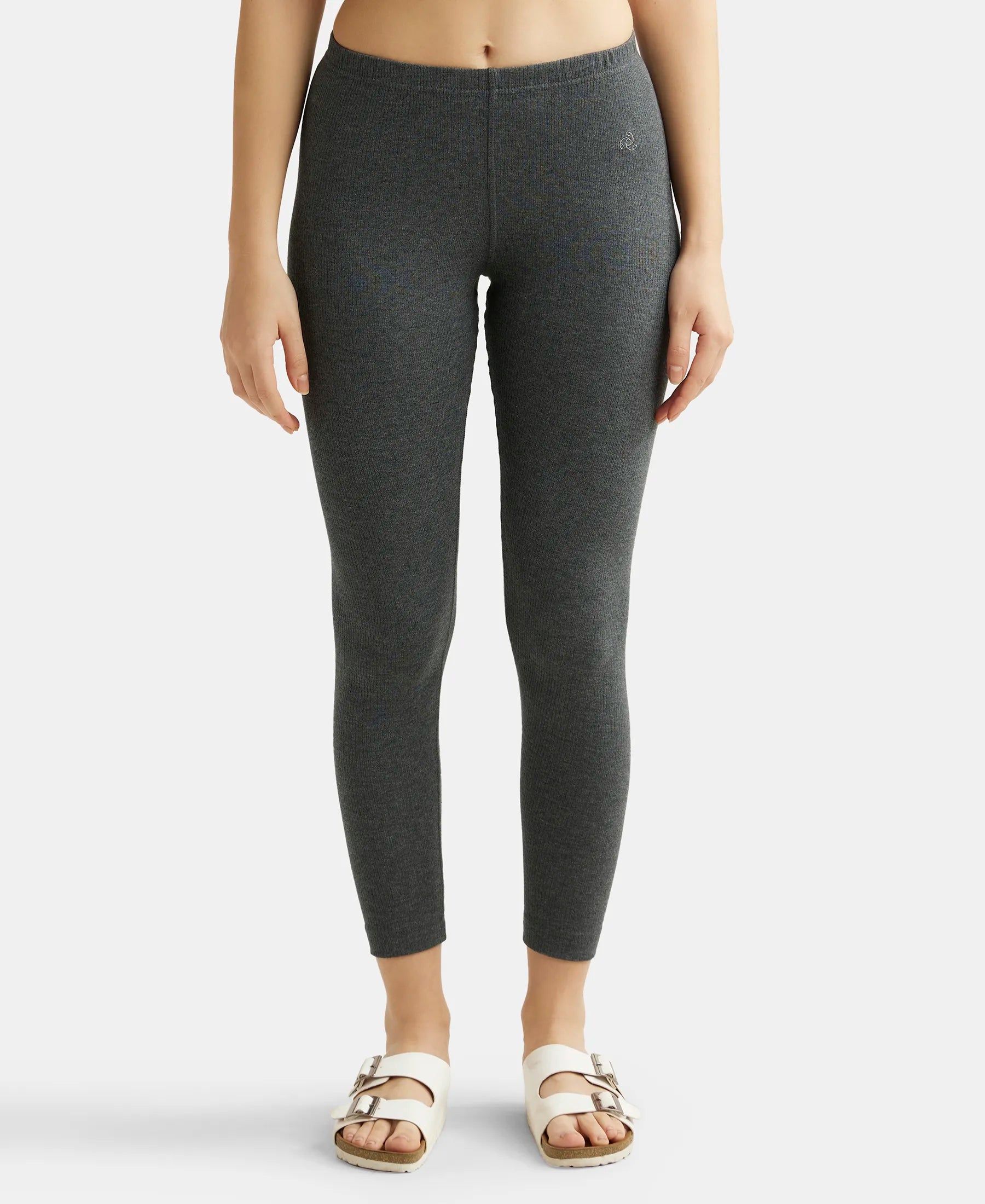 Super Combed Cotton Rich Thermal Leggings with StayWarm Technology -  Charcoal Melange