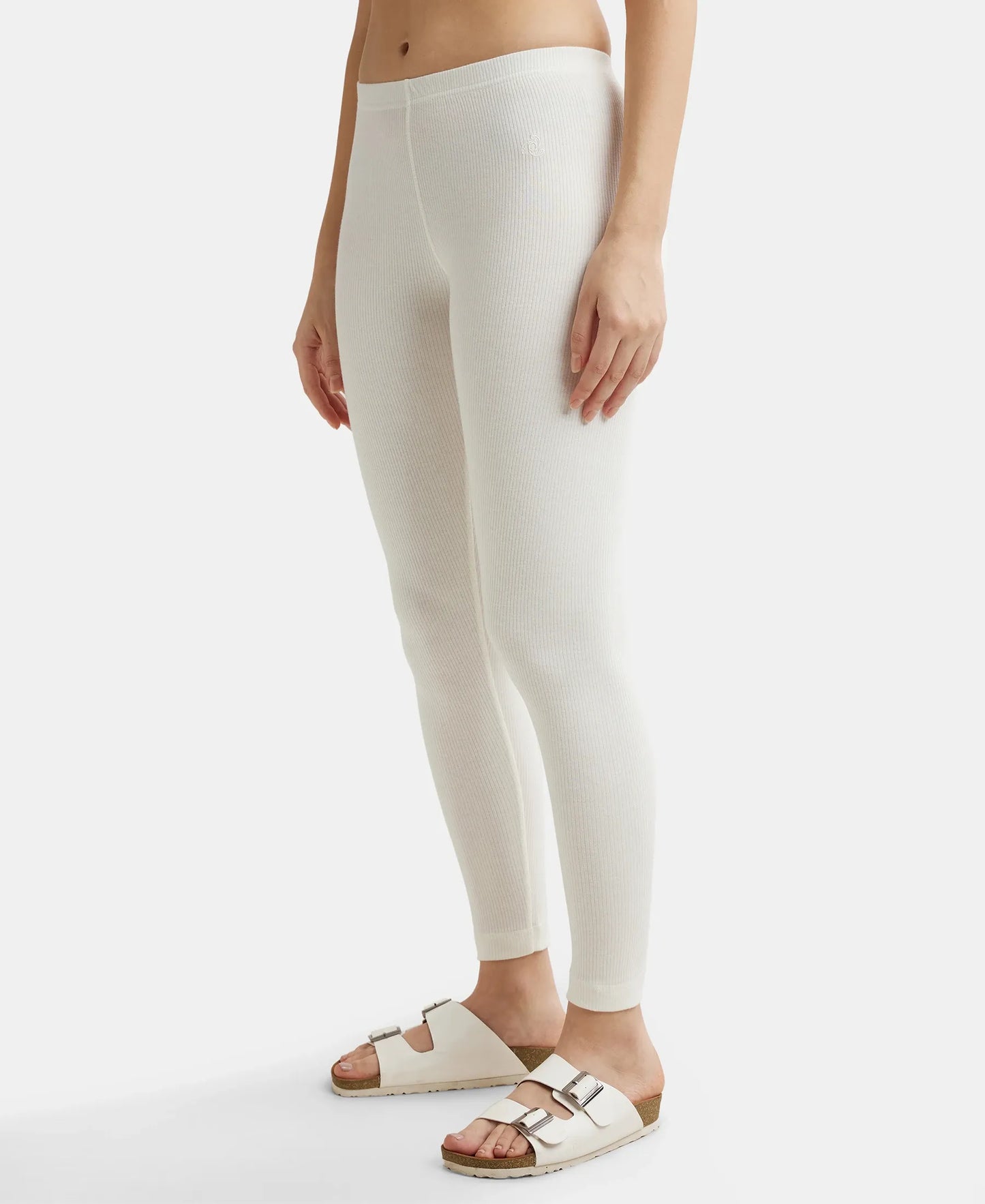 Super Combed Cotton Rich Thermal Leggings with StayWarm Technology - Off White-2