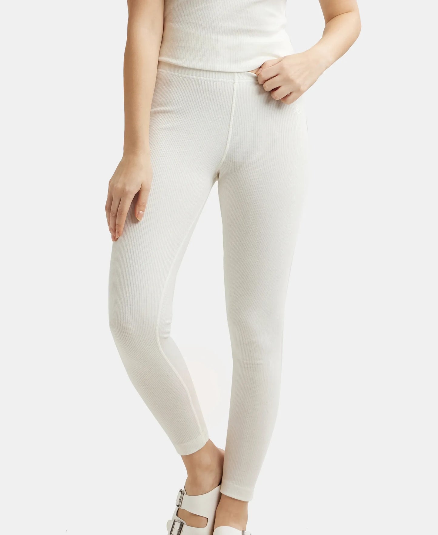 Super Combed Cotton Rich Thermal Leggings with StayWarm Technology - Off White-5