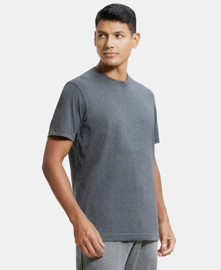 Super Combed Cotton Rich Round Neck Half Sleeve T-Shirt - Charcoal Melange-2