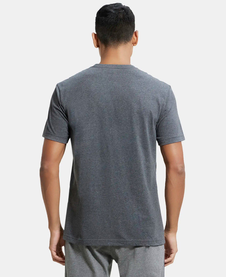 Super Combed Cotton Rich Round Neck Half Sleeve T-Shirt - Charcoal Melange-3