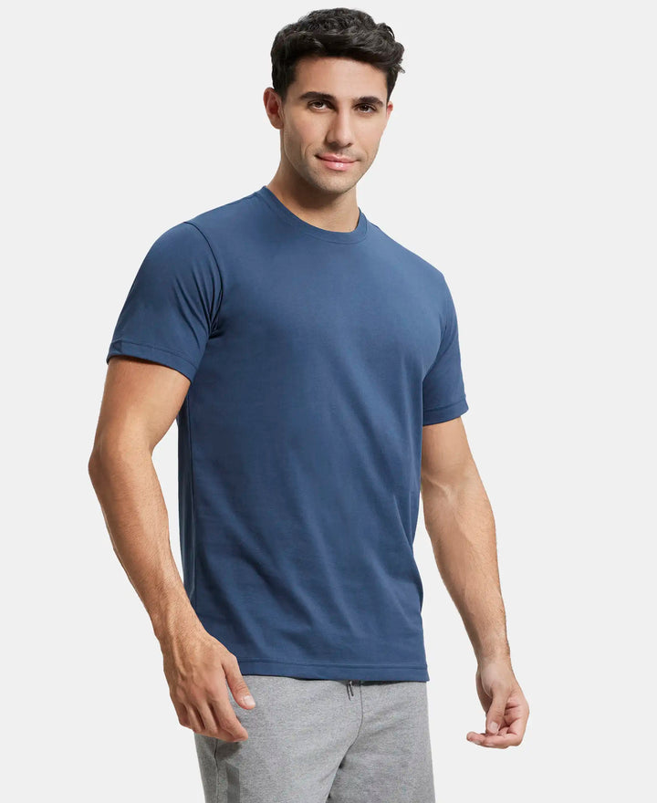 Super Combed Cotton Rich Round Neck Half Sleeve T-Shirt - Mid Night Navy-2