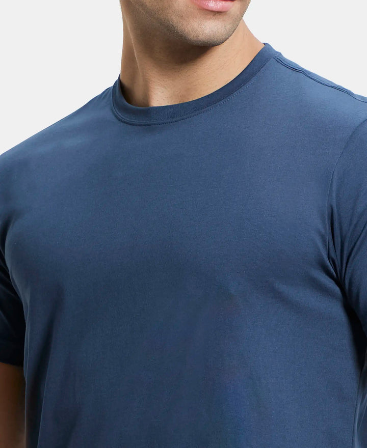 Super Combed Cotton Rich Round Neck Half Sleeve T-Shirt - Mid Night Navy-6