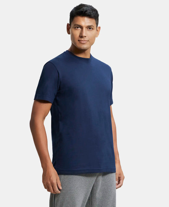 Super Combed Cotton Rich Round Neck Half Sleeve T-Shirt - Navy-2