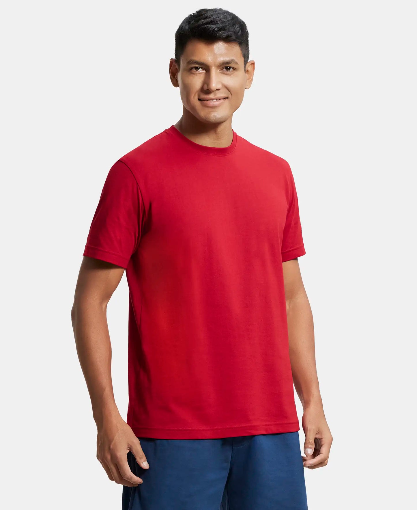 Super Combed Cotton Rich Round Neck Half Sleeve T-Shirt - Shanghai Red-2