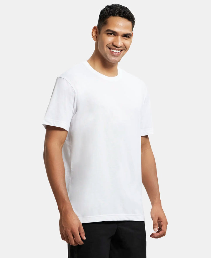 Super Combed Cotton Rich Round Neck Half Sleeve T-Shirt - White-2