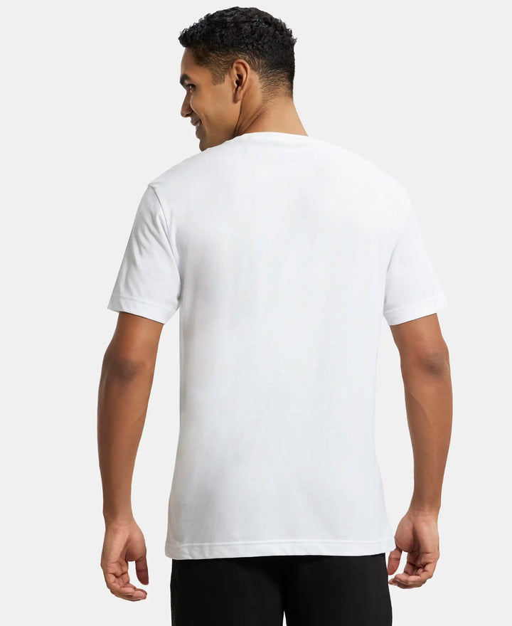 Super Combed Cotton Rich Round Neck Half Sleeve T-Shirt - White-3